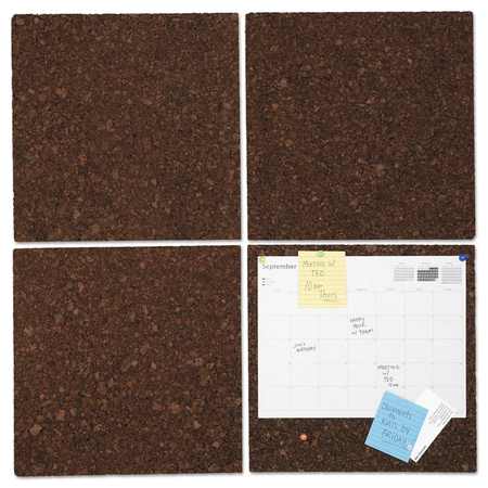 UNIVERSAL Cork Tile Panels, Dark Brown, 12 x 12, PK4 UNV43403